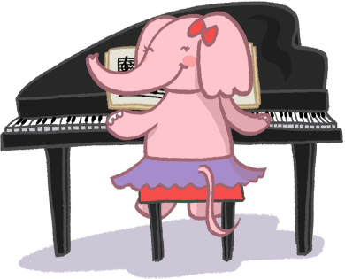 Elephant playing piano