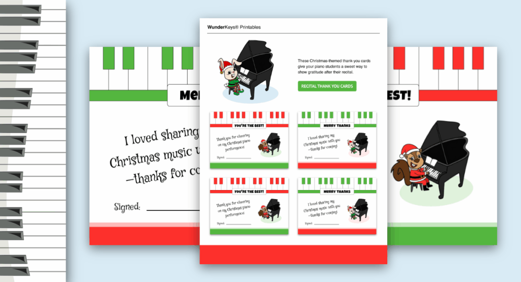 Christmas recital thank-you cards