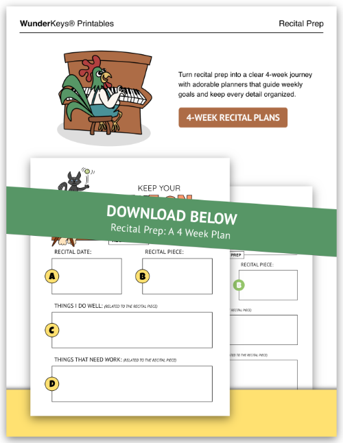 piano recital practice planner printable
